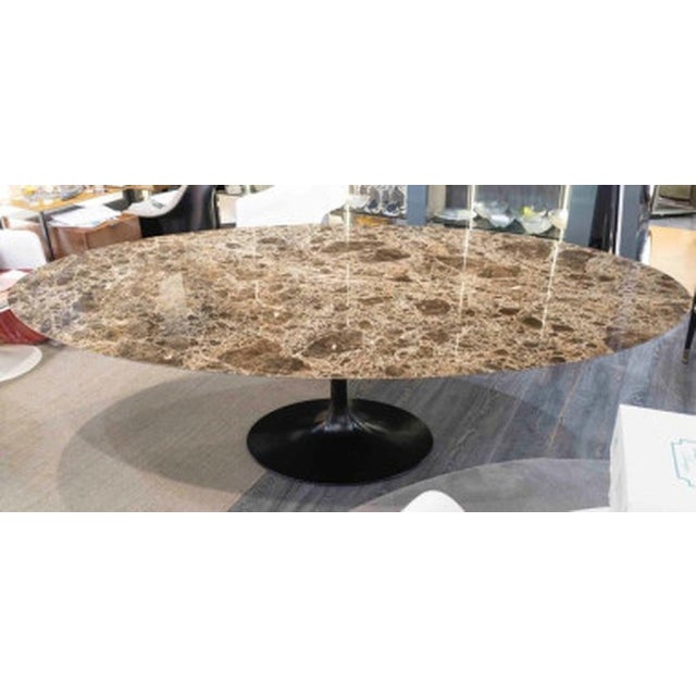Mid-Century Modern Oval Marble Knoll Edition Emperador Table from Eero Saarinen, 2024 For Sale - Image 3 of 7