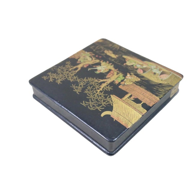 French Napoleon III Period Paper Mache Decorated Box For Sale - Image 3 of 9