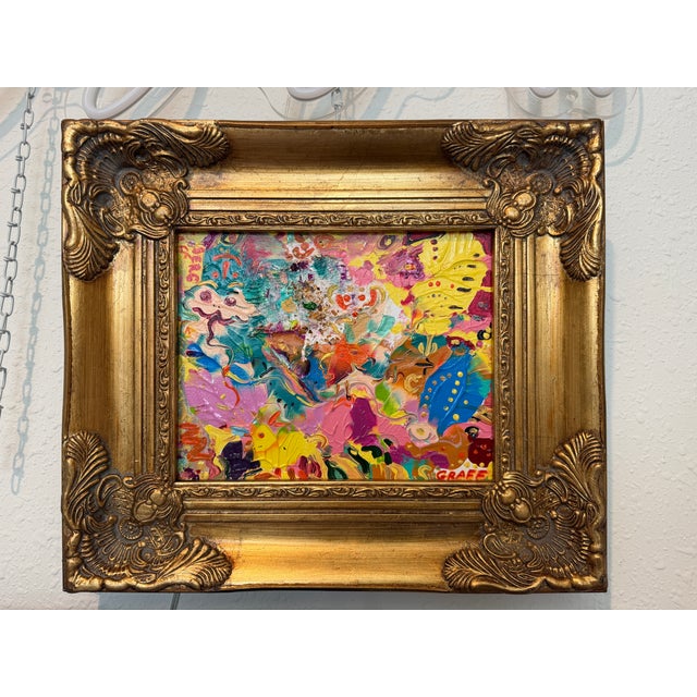 Textile Serg Graff "Yellow Chick" Abstract Painting Acrylic on Canvas Framed Art, Coa For Sale - Image 7 of 10