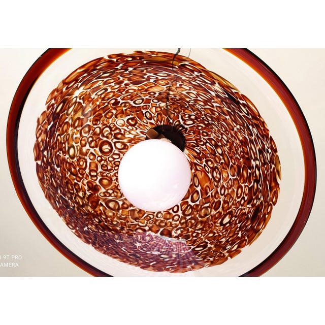 Tobacco Murrine Pendant Light in Murano Glass by Ercole Barovier, 1980s For Sale - Image 3 of 4