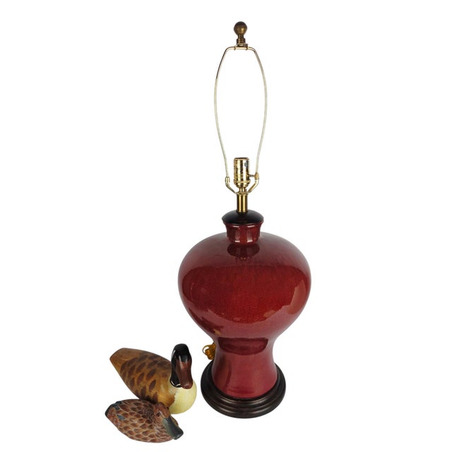 Wood Frederick Cooper Monumental Sang De Boeuf Ceramic Table Lamp For Sale - Image 7 of 11