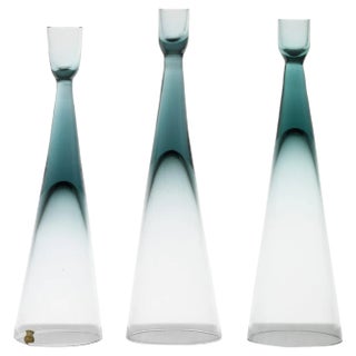 Candleholders in Glass attributed to Bengt Edenfalk, 1960s, Set of 3 For Sale