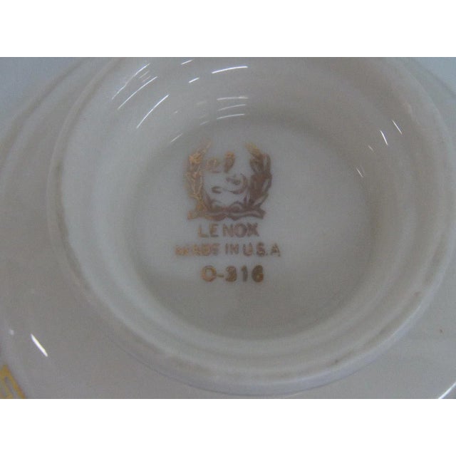 Traditional Lenox Cretan Footed Tea Cupsnd Saucers - Service for 4 For Sale - Image 3 of 11