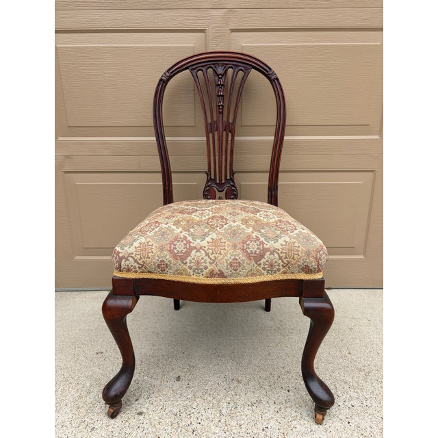 Antique Georgian Mahogany Side Chair With Tapestry Upholstery For Sale - Image 4 of 12