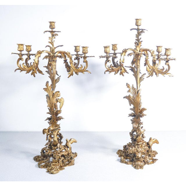Napoleon III Gilded Bronze Candelabra, Set of 2 For Sale - Image 14 of 18