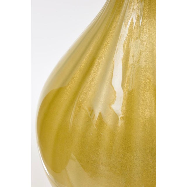 Metal MId Century Modern Murano Glass, Brass and Lucite Bulbous Table Lamps, Restored, 1950's, Italy For Sale - Image 7 of 11