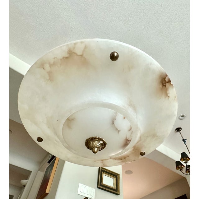 Large French Directoire Style Alabaster Chandelier Pendant Light For Sale - Image 9 of 18
