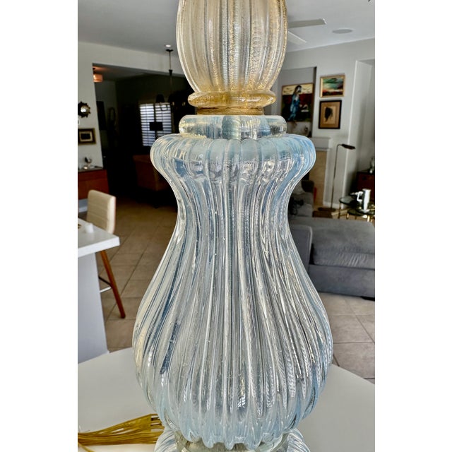 Murano Italian Blue Opalescent Table Lamp For Sale - Image 15 of 16