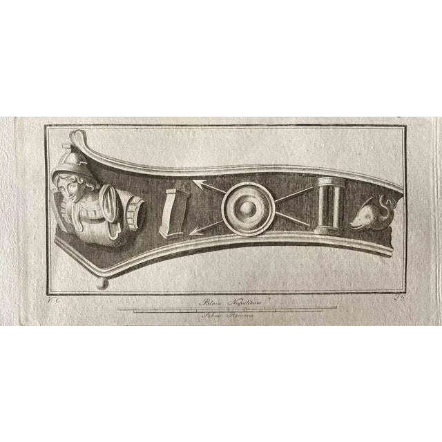 Roman decoration from the antiquities of herculaneum exposed, original etching from the end of the 18th century, made by...