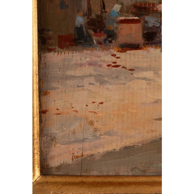 Oscar Ricciardi, Animated Piazza Scene, Oil on Panel For Sale - Image 8 of 16
