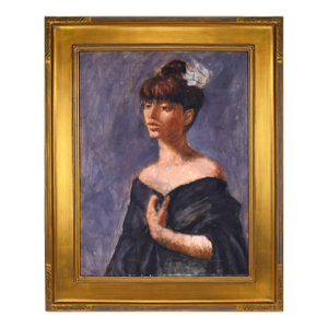 Vintage Modernist Female Portrait Painting