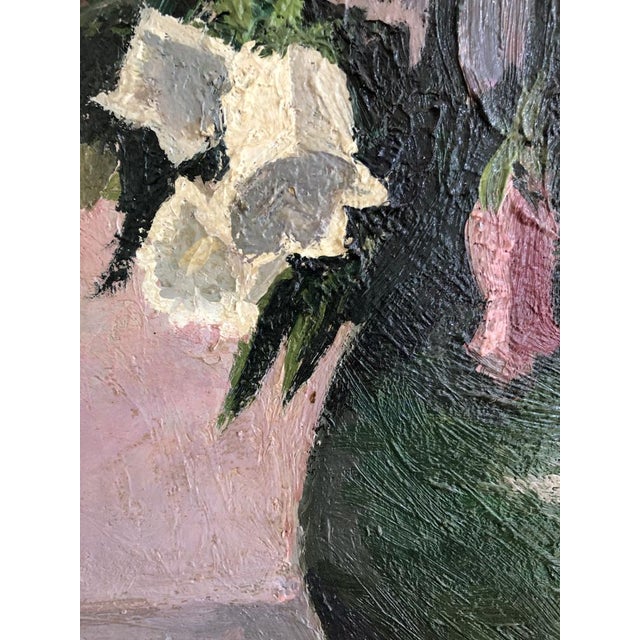 Pierre Jaques, Bouquet de fleurs dans un joli vase vert, Oil on Canvas, Framed For Sale - Image 4 of 9