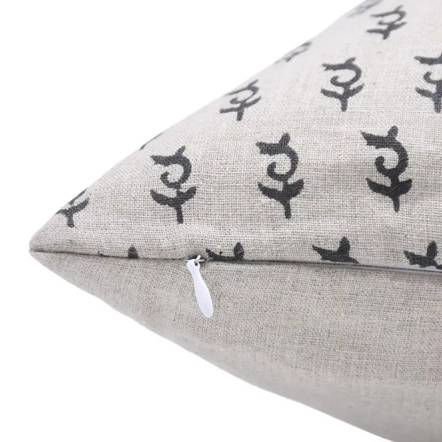 Art Deco Fabdivine Indian Block Print Cushion Cover 14x14 Inch Pure Linen- Trimab For Sale - Image 3 of 4