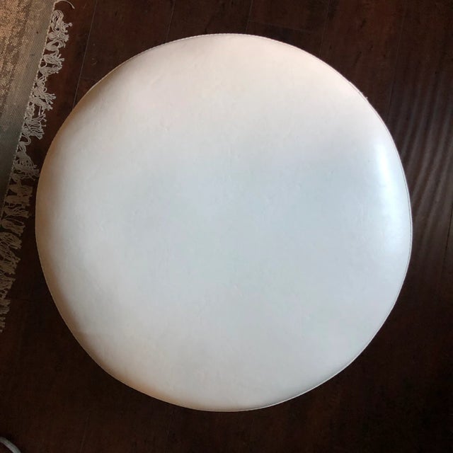 Ivory Modern Mother of Pearl Inlay Ottoman For Sale - Image 8 of 9