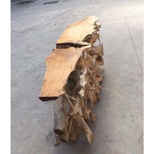 Contemporary Solid Natural Teak Console Table — Grounded Anchor, Accent Piece For Sale - Image 3 of 5