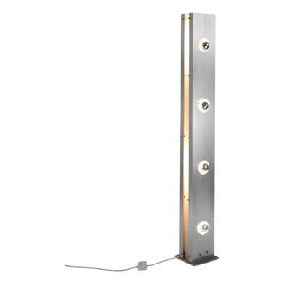 Vintage 4-Light Floor Lamp in Brushed Steel, Italy, 1970s For Sale