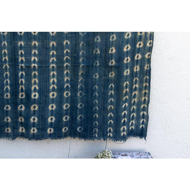 African Vintage Malinke African "Gao Crescent" Indigo Throw For Sale - Image 3 of 6