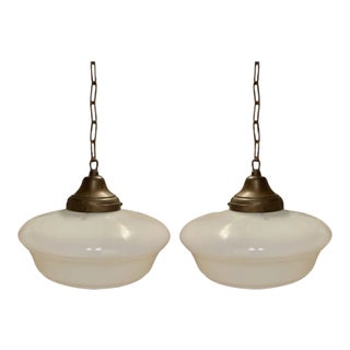 20th Century American School Globe Hanging Light - a Pair For Sale