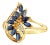 One Carat Marquise Sapphire Cluster Ring w. Diamond Cluster 14k Yellow Gold, Size 8 For Sale