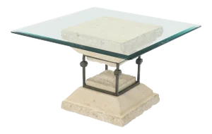 Square Suspended Base Glass Top Coffee or Side Table