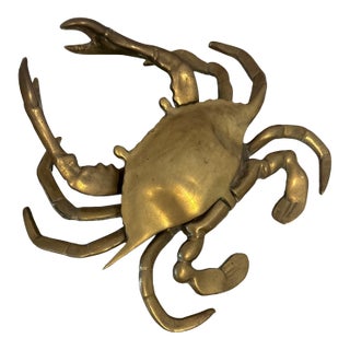 Large Vintage Brass Crab Ashtray/Trinket Box For Sale