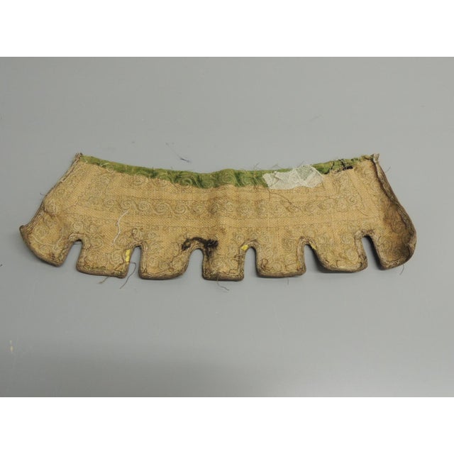 Antique Green and Gold Silk Velvet Emboidery Textile Fragment For Sale - Image 4 of 5