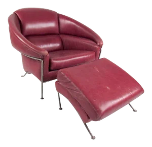 Milo Baughman Leather Club Chair With Ottoman