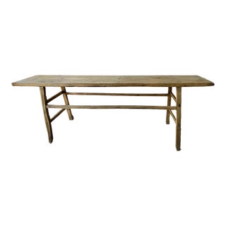 Antique Rustic Elm Long Console Table For Sale
