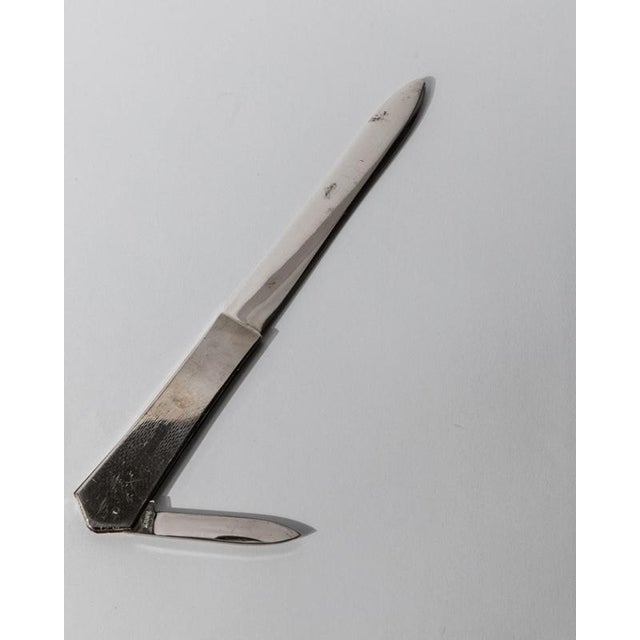 Vintage Metal Letter Opener with Folding Mini Knife, 1960s For Sale - Image 4 of 11