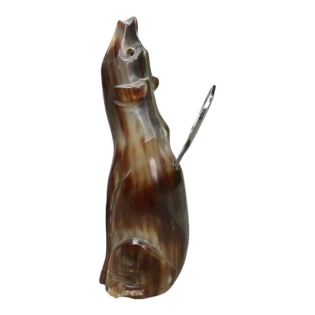 Mid 20th Century Bear Carved Horn Bottle Opener, Made in Spain For Sale