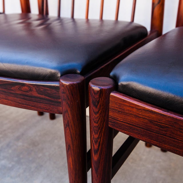 Sibast Furniture Vintage Arne Vodder Model 422 Rosewood & Leather Danish Modern Dining Chairs For Sale - Image 4 of 12