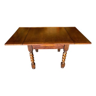 1930s Oak Draw Leaf Table / Barley Twist For Sale