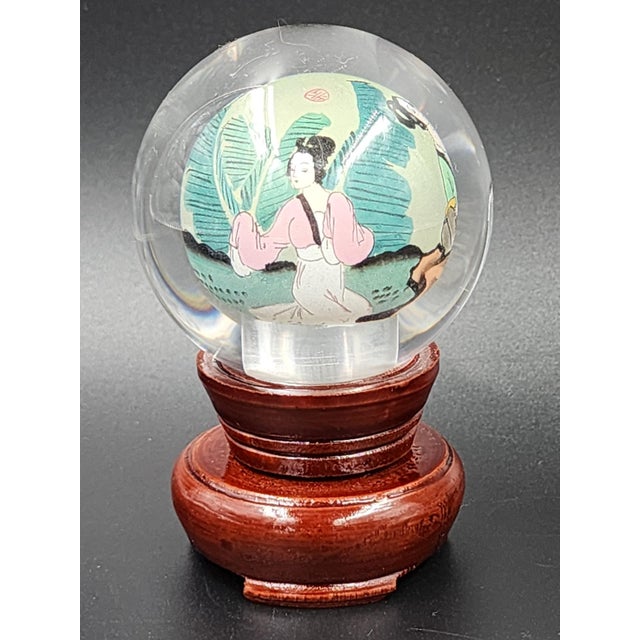 Vintage Chinese Reverse-Painted Globe With Rotating Stand For Sale - Image 9 of 18
