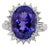 Statement 13x10mm, 9cts Tanzanite Ring W Natural Diamond Halo in Solid 14k Gold, Size 6.75 For Sale