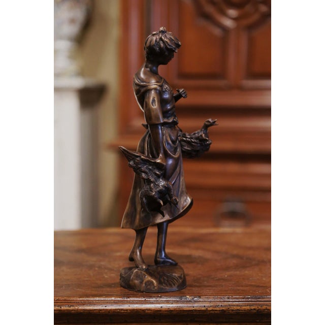 Bronze 19th Century French Bronze Sculpture "The Lady With the Ducks" Signed Moreau For Sale - Image 8 of 12