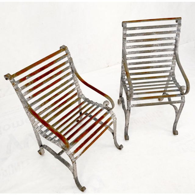Heavy Antique Wrought Iron Outdoor Chairs His & Hers For Sale - Image 18 of 18
