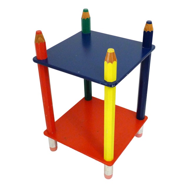 Small Pencils Bedside Table in Wood attributed to P. Sala, 1980s For Sale
