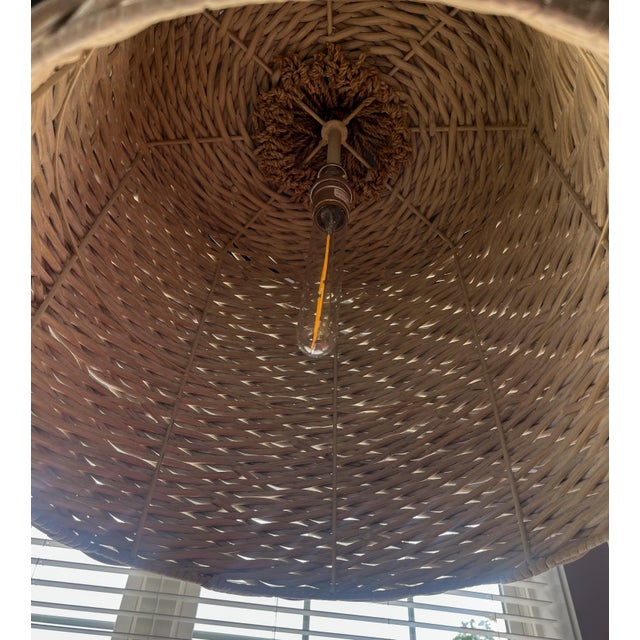 Coastal Discontinued Palecek Wicker Pendant Light For Sale - Image 3 of 5