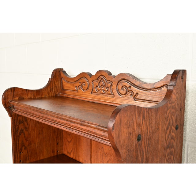 Antique Victorian Carved Oak Bookcase, Circa 1900 For Sale In South Bend - Image 6 of 12