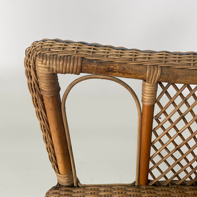 Art Nouveau Italian Chairs with Armrest in Rattan, 1900s, Set of 2 For Sale - Image 11 of 18