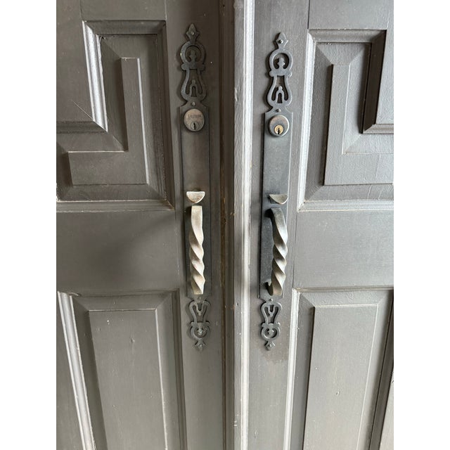 A Pair of Arched Paneled Church Doors For Sale - Image 11 of 12