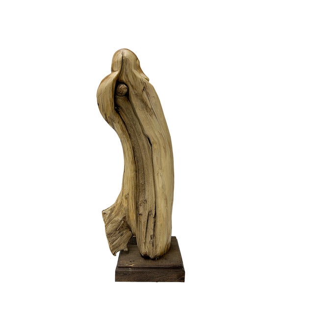 Asian Natural Cypress Wood Root Carved Artistic Happy Buddha Figure For Sale - Image 3 of 7