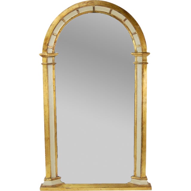Vintage Giltwood Panel Arched Wall Mirror Chairish
