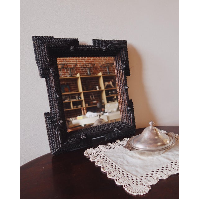 Antique Hand Carved Tramp Art Mirror, Late 19th Century For Sale In Los Angeles - Image 6 of 18