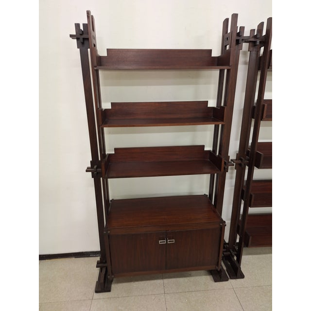 Brown Bookshop Shelves by Marco Comolli for Mobilia, 1950s, Set of 2 For Sale - Image 8 of 18