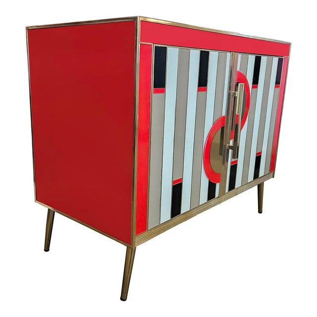 Red Glass Sideboard, 1980s For Sale - Image 4 of 10