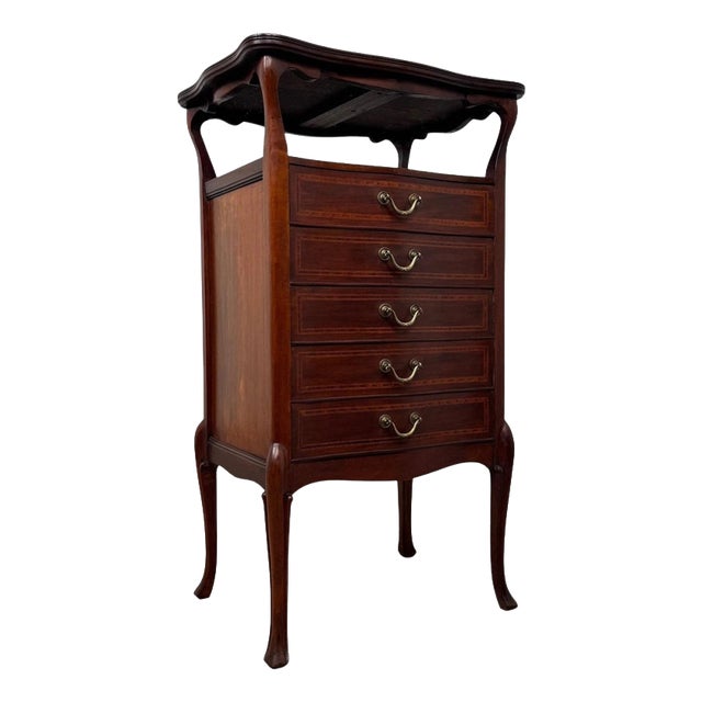 Antique Early 20th Century English Edwardian Mahogany Cabinet with Drawers For Sale