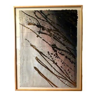 “Coral Reef" Gold Leaf Acrylic on Paper by Steve Jensen 1983, Framed For Sale
