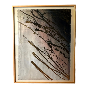 “Coral Reef" Gold Leaf Acrylic on Paper by Steve Jensen 1983, Framed