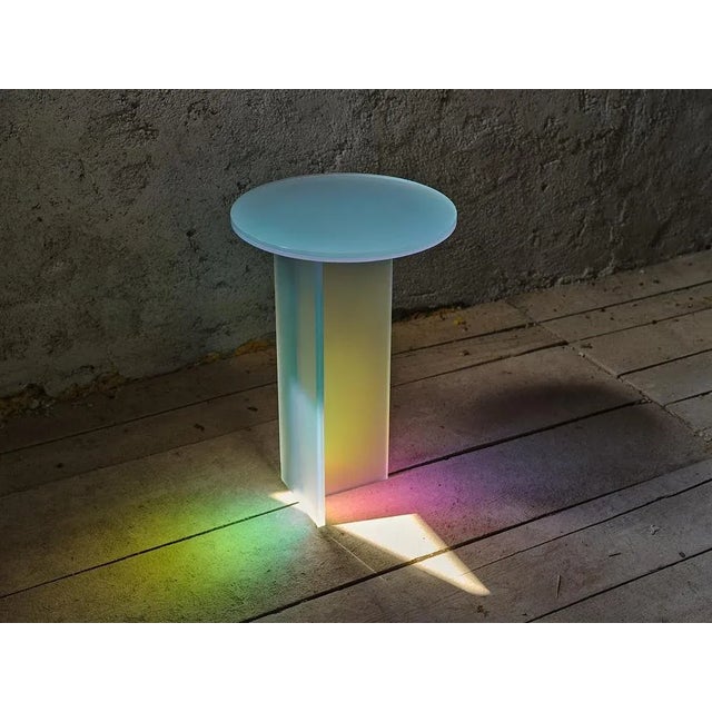 Contemporary Isola Dichroic Satin Glass T Side Table by Brajak Vitberg For Sale - Image 3 of 13